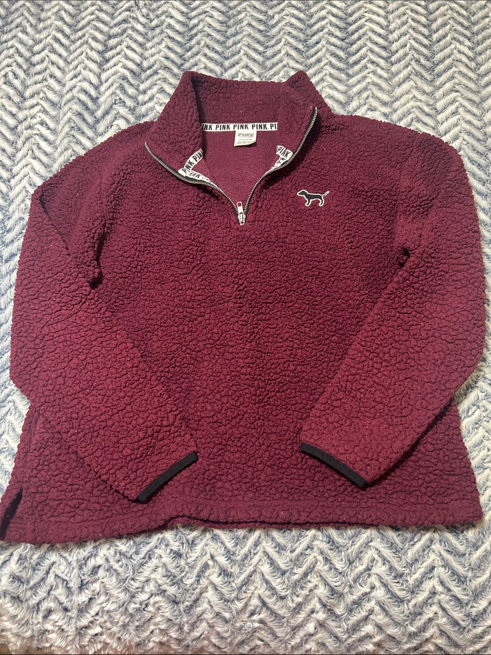 PINK Victoria's Secret Plush Quarter-Zip Pullover - Burgundy